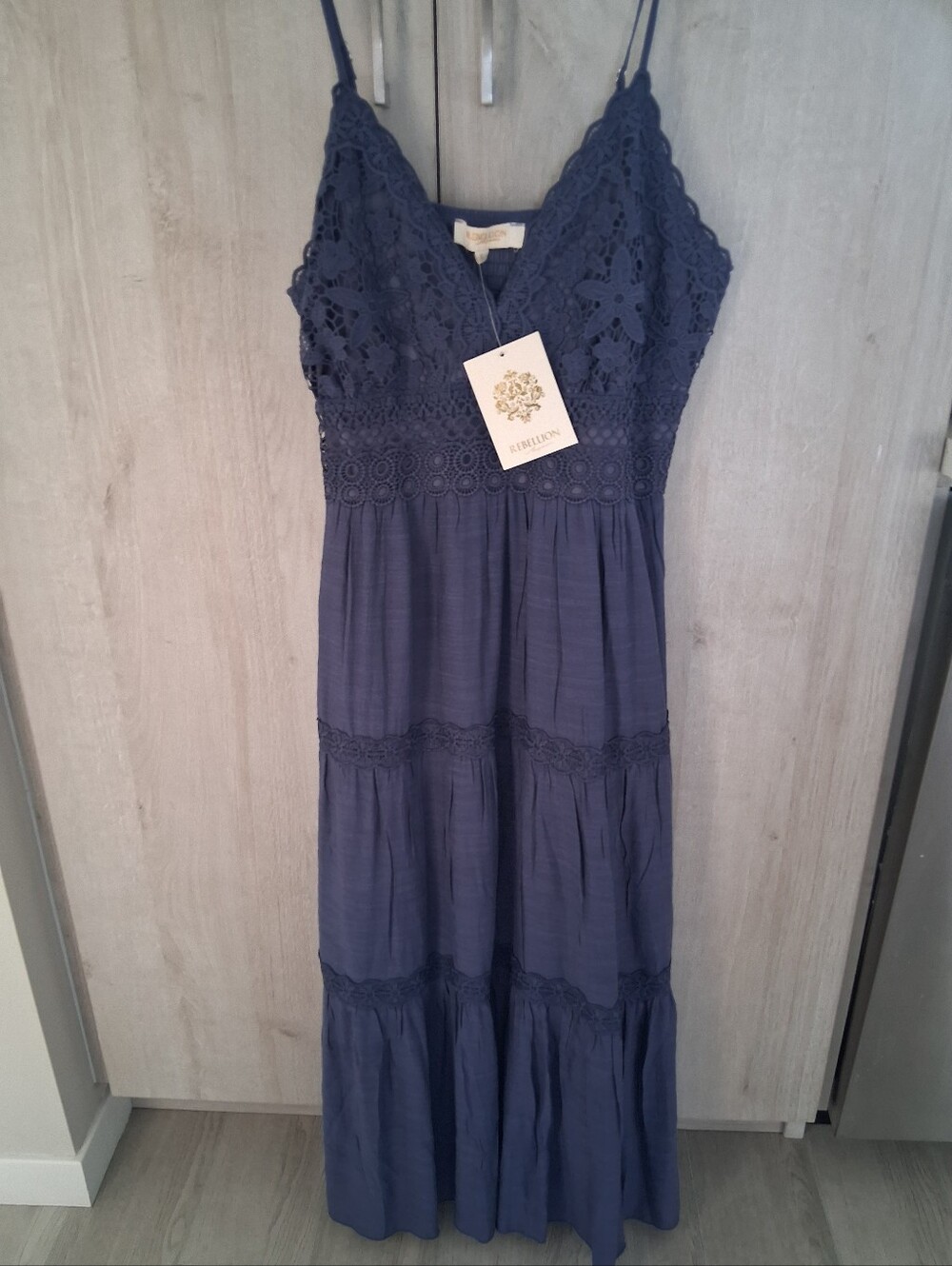 Rebellion Navy Blue Crochet Lace Dress